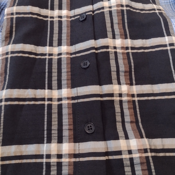 Autumn Adeigbo Carson dress black blue brown white plaid women's size 10 - Picture 5 of 9
